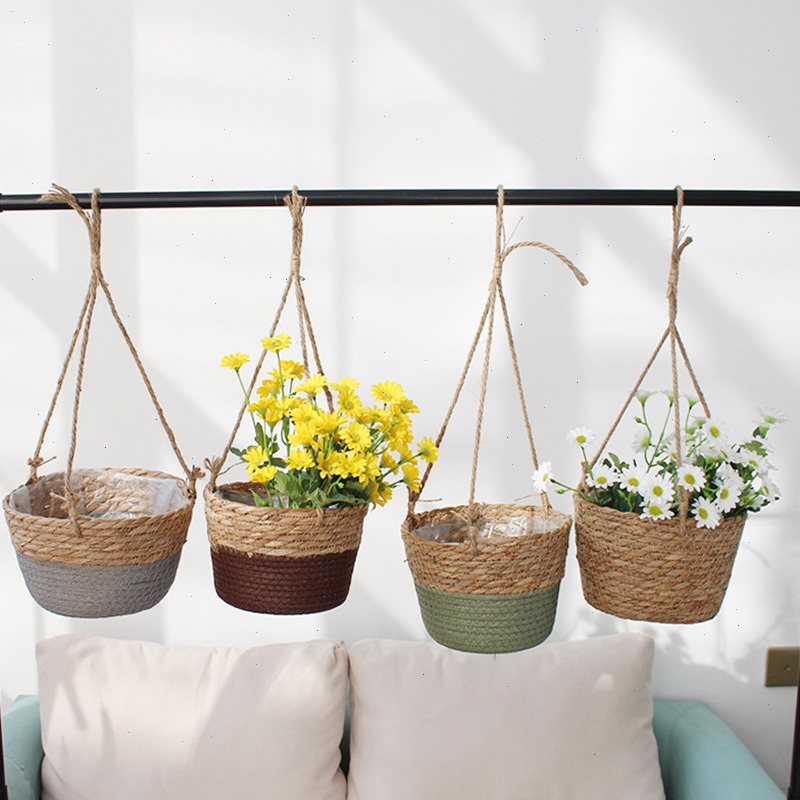Straw Hanging Basket Flower Po - Spider Plant Hanging 리뷰 및 가격