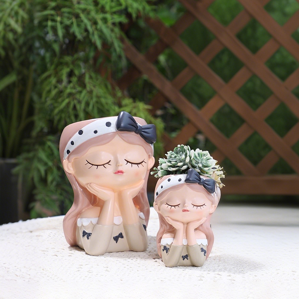 Cute Girl Small Plant Pot Resi - Echeveria Succulent 리뷰 및 가격