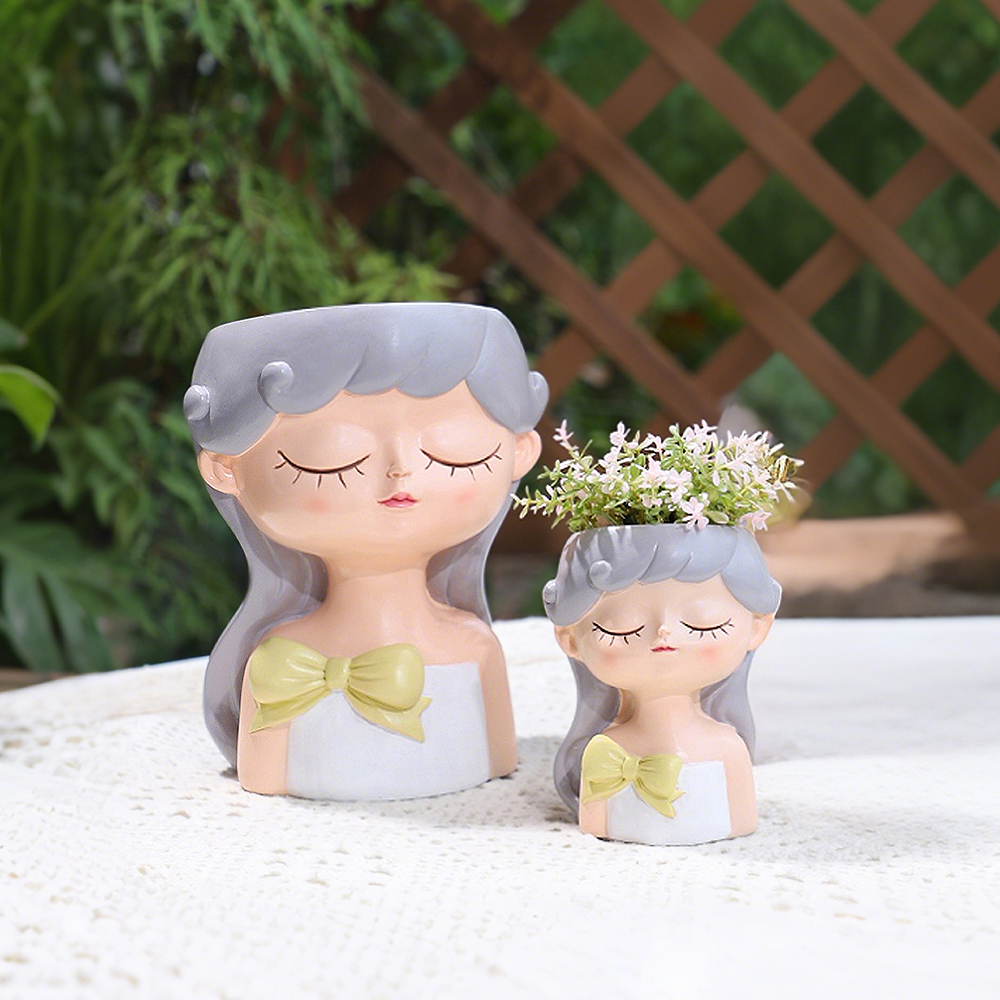 Cute Girl Small Plant Pot Resi - Echeveria Succulent 리뷰 및 가격