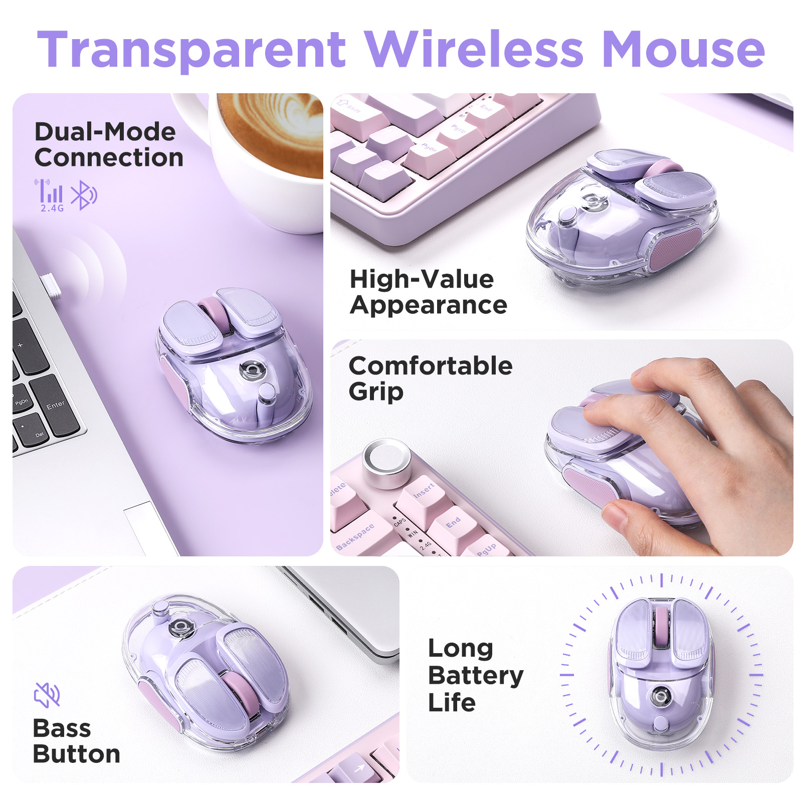 EWEADN Q9 Purple Wireless RGB  - Tradescantia Purple 리뷰 및 가격